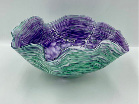 Green and Purple Large Flutter Bowl